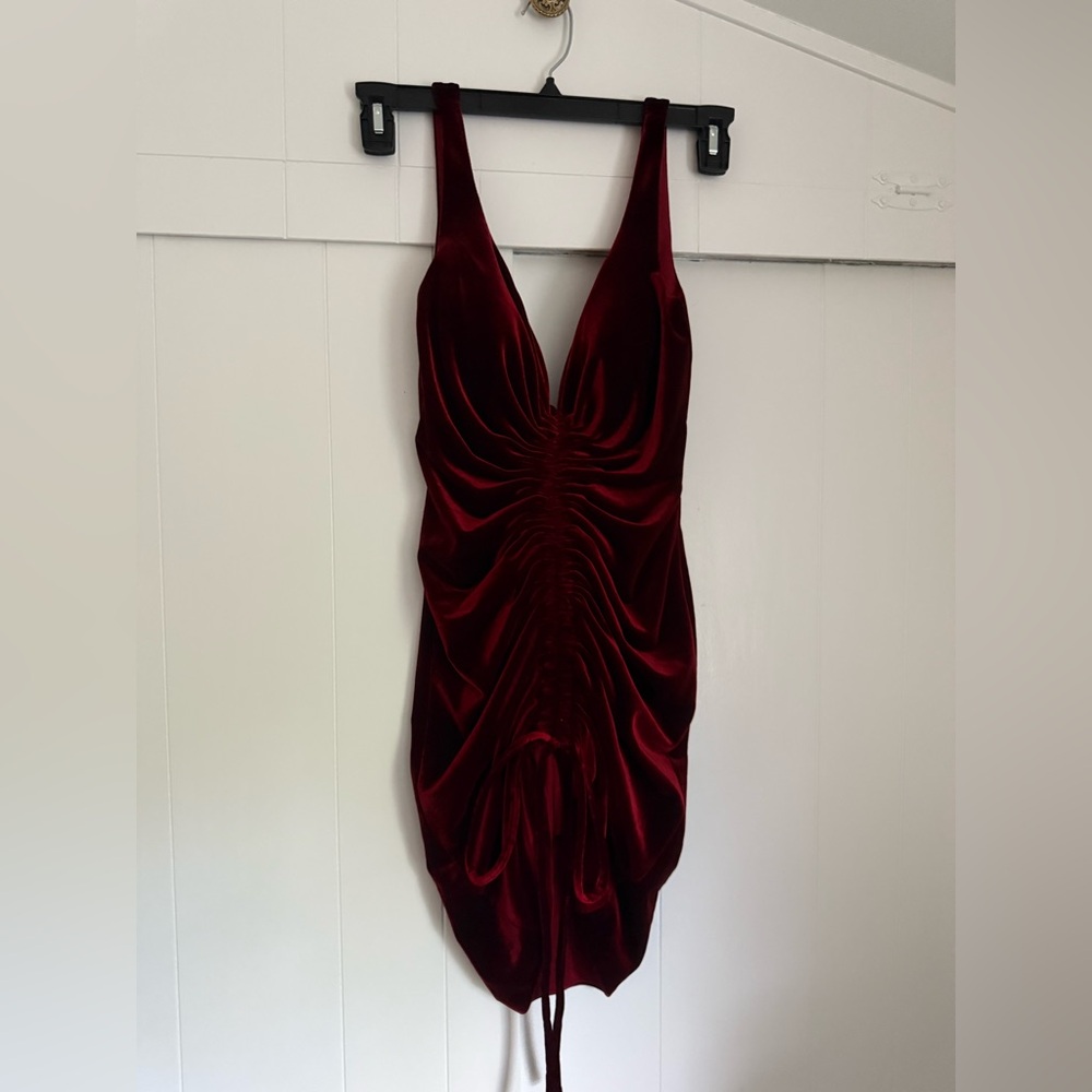 Camille La Vie Red Ruched Bodycon Mini Dress